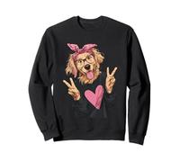 Lustige Golden Retriever Canine Girl Double Peace Grafik Sweatshirt