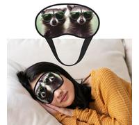 Lustige grüne Waschbär-Sonnenbrille zum Schlafen, weicher Satin zum Schlafen, Augenbinde Augenabdeckung mit Gummiband, blickdichte Schattenabdeckung für Reisen für Damen und Herren