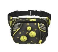 Lustige Gürteltasche für Tennisschläger und Tennisbälle, wasserdicht, verstellbar, modisch, lässig, Umhängetasche, Bauchtasche für Laufen, Workout, Wandern, Reisen, Schwarz, Einheitsgröße, Schwarz ,