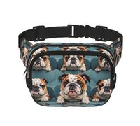 Lustige Gürteltasche mit englischer Bulldogge, wasserdicht, verstellbar, modisch, lässig, Crossbody-Tasche, Bauchtasche für Laufen, Workout, Wandern, Reisen, Schwarz, Einheitsgröße, Schwarz ,