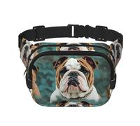 Lustige Gürteltasche mit englischer Bulldogge, wasserdicht, verstellbar, modisch, lässig, Crossbody-Tasche, Bauchtasche für Laufen, Workout, Wandern, Reisen, Schwarz, Einheitsgröße, Schwarz ,