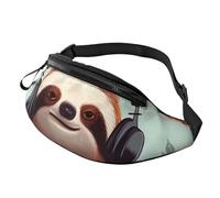 Lustige Gürteltasche mit niedlichem Tierfaultier, Musik, für Herren und Damen, modisch, zum Laufen, wasserdicht, Crossbody-Tasche mit verstellbarem Riemen, Sport-Hüfttasche für Reisen