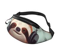 Lustige Gürteltasche mit süßem Tierfaultier, Musik, für Männer und Frauen, wasserdicht, Sport, modische Gürteltasche, Umhängetasche, Hüfttasche mit verstellbarem Riemen, große Schultertasche