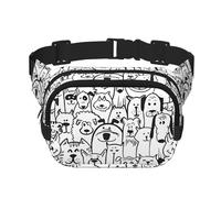 Lustige Hüfttasche für Hunde und Schafe, Unisex, verstellbar, quadratisch, doppellagig, für Outdoor-Aktivitäten, Reisen, Laufen, Wandern, Schwarz , Einheitsgröße