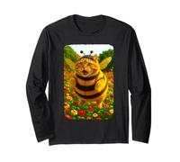 Lustige Katze als Hummel im Blumenfeld Verkleidet Langarmshirt