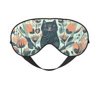 Lustige Katzen-Augenmaske mit Vögeln und Blumen, doppelseitig weich, verdunkelnd, Schlafmaske, Nachtschlaf-Augenmaske
