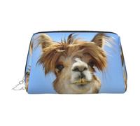 Lustige Kosmetiktasche aus Leder mit Alpaka-Lama-Aufdruck, Make-up-Tasche für Geldbörse mit Reißverschluss oben, stilvolle Kulturtasche, silber, Eine Größe
