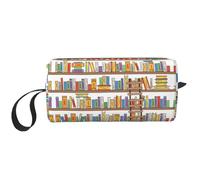 Lustige Kulturbeutel für Damen, Bücherregal-Kollektion und Leiter-Druck, Reisegröße, niedlicher Reise-Kulturbeutel, Make-up-Tasche, Organizer-Tasche, weiß, Einheitsgröße