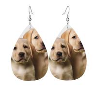 Lustige Labrador-Welpen-Ohrringe für Frauen, tropfenförmige Leder-Ohrringe, doppelseitig, baumelnde Ohrringe, leicht, Damen-Ohrschmuck, Schmuck, modisches Geburtstagsgeschenk