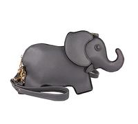 Lustige Leder-Umhängetasche für Damen und Mädchen, niedliche Leder-Umhängetasche, modische Neuheit, Elefanten-Geldbörse für Mädchen, grau, Small