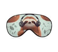 Lustige, niedliche Tier-Faultier-Musik-Schlafmaske für Damen und Herren, Seitenschläfer-Augenabdeckung mit verstellbarem Riemen, weich, atmungsaktiv, Verdunkelung, rutschfest, tiefer Schlaf
