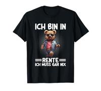 Lustige Renten Sprüche Für Den Ruhestand Unisex T-Shirt Schwarz Cartoon Bär Klein U-Ausschnitt Kurzarm