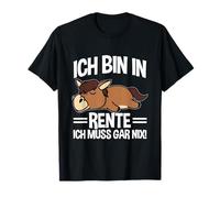 Lustige Renten Sprüche Kleidung Bin In Rente Ich Muss Gar Nix Pferd Rentner Ruhestand Spruch T-Shirt Schwarz S EU Klein Klassisch Kurzarm
