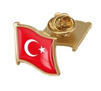 Lustige Runde Anstecknadel Mit Türkischer Flagge - Patriotischer, Ethnischer Flaggen-Aufdruck Aus Kristall-Epoxidharz, Elegante Brosche, Krawattennadel, Anstecker, Schmuck, Hut, Kleidungszubehör