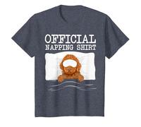 Lustige Schlafmaske braun Pudel Nickerchen T-Shirt, Kinder, Blau Meliert, 104