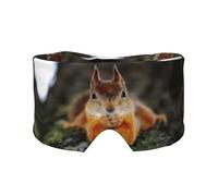 Lustige Schlafmaske mit Eichhörnchen-Aufdruck, weiche Augenabdeckung, schalldicht, Ohrenschützer, Stirnband für Reisen, Nickerchen