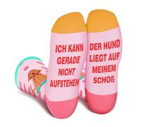 Lustige Socken für Frauen Mama Teenager Mädchen Oma Freundin Sie-"I Can't Get Up Right Now The Dog Is On My Lap-Niedliche Verrückt Flippig Niedlich Muttertag Valentinstag Weihnachtsstrumpf Geschenke