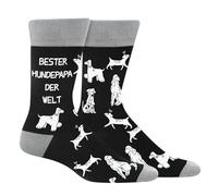 Lustige Socken Herren Papa Hundepapa - BEST DOG DAD EVER Geschenke für Männer - Bunte Witzige Motiv Hund Socken Happy Funny Socks - Geburtstagsgeschenk Vatertag Weihnachten Strümpfe Geschenkideen