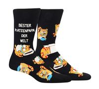 Lustige Socken Herren Papa Katzenpapa - BEST CAT DAD EVER Geschenke für Männer - Bunte Witzige Motiv Katzen Verrückte Socken Happy Funny Socks - Geburtstagsgeschenk Vatertag Weihnachten Geschenkideen