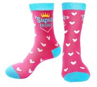 Lustige Socken Muttertagsgeschenk, Weihnachten Geschenke für Frauen zum Geburtstag Super Mama/Mom Socken mit Spruch Geburtstagsgeschenk Weihnachtsgeschenke für Frauen Happy Birthday Mutter Socks