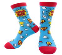 Lustige Socken Vatertag Geschenk, Super Papa Socken Geschenke für den Papa Geburtstag Weihnachten, Herrensocken Super Dad Socken mit Spruch Weihnachtsgeschenke für Männer Happy Birthday Vater Socks