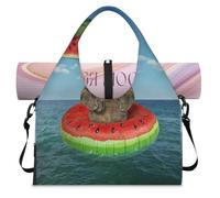 Lustige Sporttasche für Damen und Herren, Regenschirm, Katze, Meer, Wochenende, Übernachtung, Tasche mit Schuhfach, Schultertasche, Gepäcktasche für Yoga, Fitnessstudio, Reisen, farbe, L,