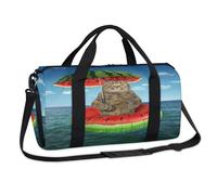 Lustige Sporttasche mit Regenschirm, Katze, Meer, Wochenende, Übernachtung, Freizeit, Reisetasche, Reisetasche, Reisetasche, für Kinder, Mädchen, Jungen, Damen, Herren