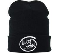 Lustige Strickmütze - Warme Wintermütze mit Spruch Biker Inside - Beanie für Damen und Herren - Unisex Wollmütze - Biker Haube mit Spruch