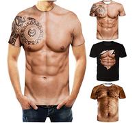 Lustige T Shirts Herren Rundhals Lustiger Muskeldruck Shirts Kurzarm Tattoo Hippie T-Shirt Tailliert Schlanke Passform Muscle T Shirt Sport Tshirts Herren Oversized Tshirt Compression Shirt