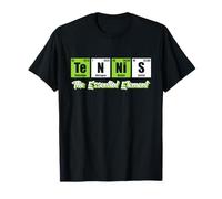Lustige Tennis Shirt Damen, Herren & Tennis Kinder | Tennis The Essential Element | Lustiges Tennis T-Shirt Schwarz S Unisex-Erwachsene Klassische Passform Kurzarm Crew-Ausschnitt S