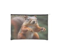 Lustige Tier-Kosmetiktasche, Eichhörnchen, wiederverwendbar, Papier, wasserdicht und leicht, für Reisen, Schule und den täglichen Gebrauch, Volldruck-Design, Damen, Studenten, umweltbewusst, Schwarz ,