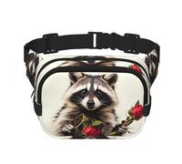 Lustige Waschbär-Bauchtasche für Damen, wasserdicht, verstellbar, Hüfttasche, modisch, lässig, Crossbody-Tasche, Bauchtasche für Laufen, Workout, Wandern, Reisen, Schwarz, Einheitsgröße, Schwarz ,