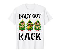 Lustige Weihnachtsbäume singendes Baby bekommt Rack Schweine Xmas T-Shirt