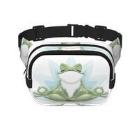 Lustige Yoga-Frosch-Hüfttasche, quadratisch, doppellagig, mit verstellbarem Riemen, Laufen, Reisen, Wandern, Schwarz , Einheitsgröße