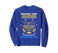 Lustiger Chanukka-jüdischer Feiertags-Juden-Channukah-Pyjama Sweatshirt, Unisex für Erwachsene, Königsblau, M