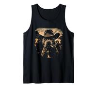 Lustiger Cowboy Pitbull rauchende Zigarette Hundeliebhaber Meme Tank Top