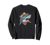 Lustiger Hai Look mit Cowboyhut und Rodeo Style Sweatshirt