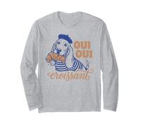 Lustiger Hund Basset Hound Foodie Oui Croissant Langarmshirt