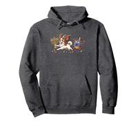 Lustiger Papillon Hund Dreidel Menora Chanukka Kinder Damen Herren Pullover Hoodie, Unisex für Erwachsene, Anthrazit Meliert, M