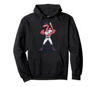Lustiger Pinker Flamingo-Baseballspieler mit Schlägern, Cartoon-Kunst Pullover Hoodie