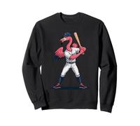 Lustiger Pinker Flamingo-Baseballspieler mit Schlägern, Cartoon-Kunst Sweatshirt