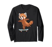 Lustiger roter Panda Skater Skateboard Ballerina Zoo Jungen Mädchen Langarmshirt