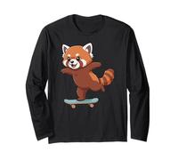 Lustiger roter Panda Skater Skateboard Ballerina Zoo Jungen Mädchen Langarmshirt