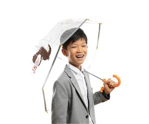 Lustiger Transparenter Kinderregenschirm mit Dinosaurier-Motiv - Reflektierend und Sicher