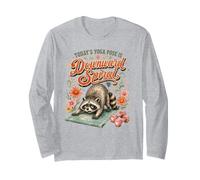 Lustiger Waschbär Yoga Pose Workout Downward Spiral Humor Langarmshirt