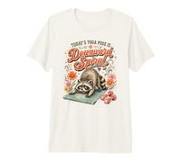 Lustiger Waschbär Yoga Pose Workout Downward Spiral Humor Premium T-Shirt