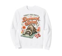 Lustiger Waschbär Yoga Pose Workout Downward Spiral Humor Sweatshirt