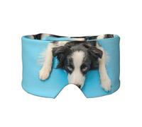 Lustiger Welpe Border Collie Auf Blauem Hintergrund, Vollständige Augenabdeckungen, lichtblockierende Augenmaske, Schlafaugen- und Ohrenschützer