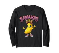 Lustiges Bananen Leopard Schleife Retro Mädchen Damen Kinder Langarmshirt