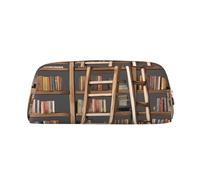Lustiges Bücherregal-Sammel- und Leiter-Federmäppchen, großes Fassungsvermögen, ästhetische Stifttasche, Leder-Make-up-Tasche für Damen und Herren, Reise-Kulturbeutel, Reißverschluss, Kosmetiktasche